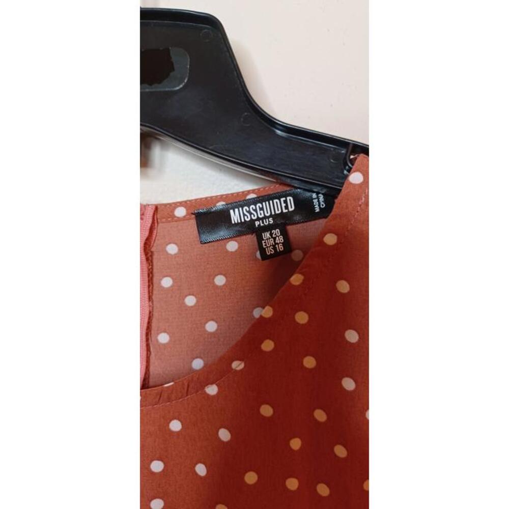 Size 16 Missguided Plus Women's Tea Dress Polka Dot Side Rouching View 2